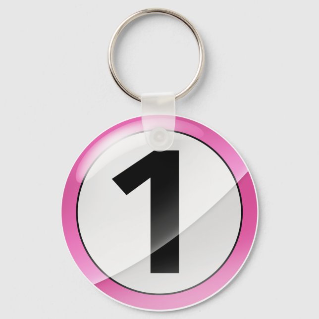 Chaveiro Cadeia de teclas rosa Número 1 (Frente)