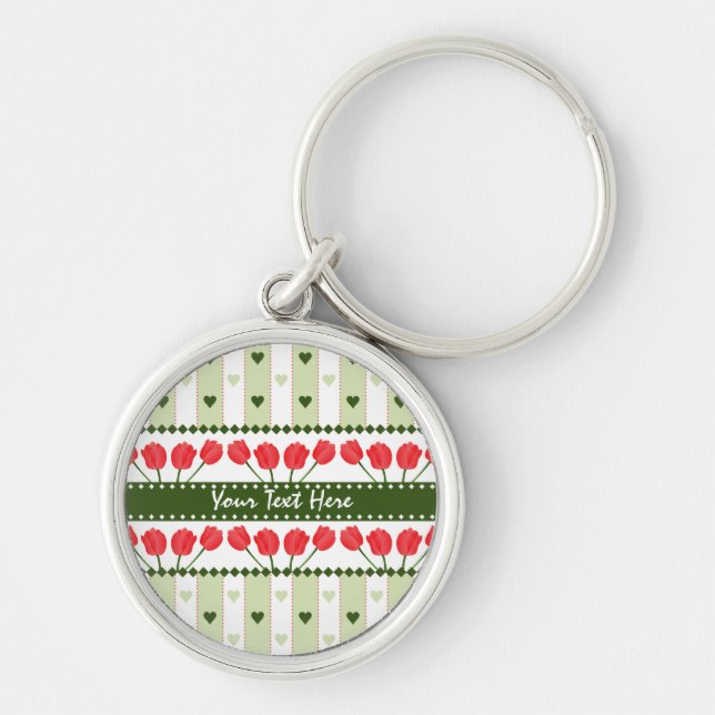 Chaveiro Cadeia de teclas Tulips & Hearts, personalizar (Frente)