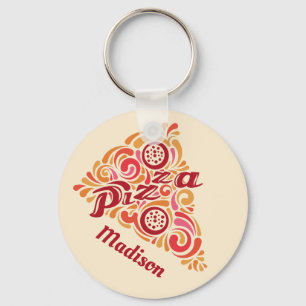 Chaveiro Cadeias-chave de nome personalizado de pizza estil