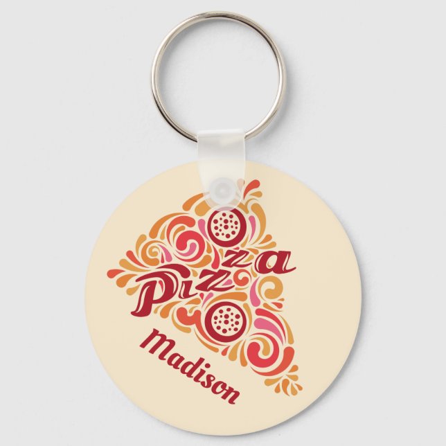 Chaveiro Cadeias-chave de nome personalizado de pizza estil (Frente)