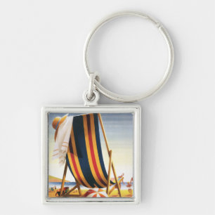 Chaveiro Cadeira de praia das estradas de ferro e poster