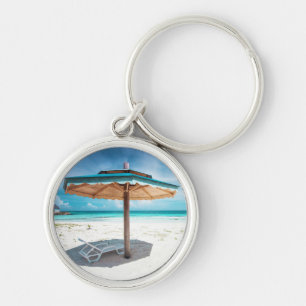 Chaveiro Cadeira de praia e praia de prata das areias do
