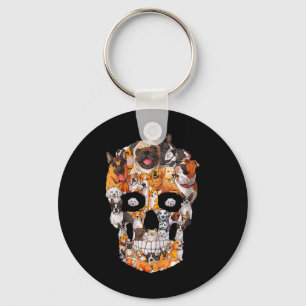Chaveiro Cães Cães Cães Crânio Pata Sobre Cão Halloween Esq