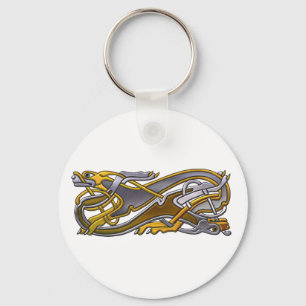 Chaveiro Cães com Nó Celta 2 - ouro e prata