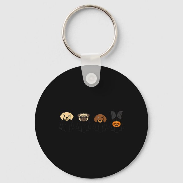 Chaveiro Cães de Halloween Fantasmas Pug Lab Dachshund Terr (Frente)