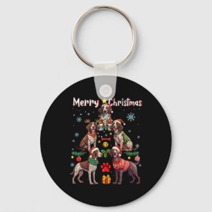 Chaveiro Cães de Ponta de Baixo Alemão Feliz Natal Tr