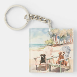 Chaveiro Cães em Adirondack Chairs Coastal Beach