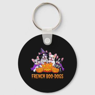 Chaveiro Cães engraçados fofos French Boo no Halloween