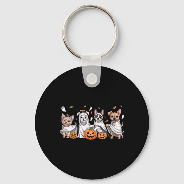 Chaveiro Cães Fantasmas de Mulheres Cães Fofos Vestidos Com (Frente)