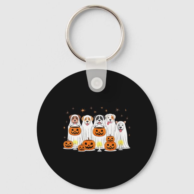 Chaveiro Cães Fantasmas de Mulheres Cães Fofos Vestidos Com (Frente)