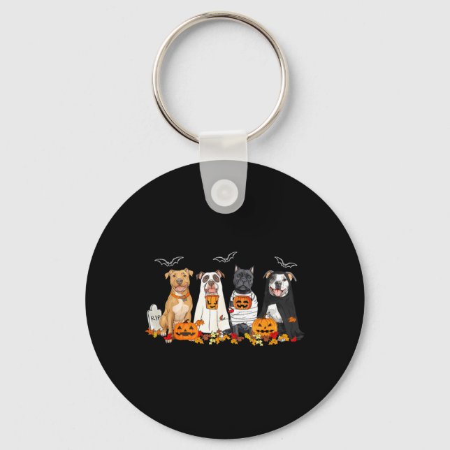 Chaveiro Cães Fantasmas Pitbull de Halloween (Frente)