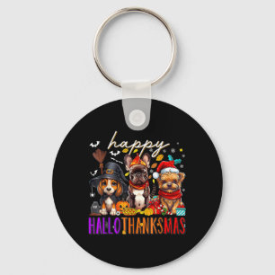 Chaveiro Cães Felizes do Hallothanksmas Dia das Bruxas Ação