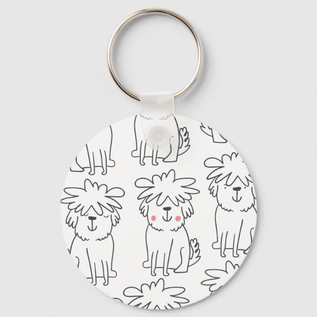 Chaveiro Cães pelados à mão: padrão vintage. (Frente)