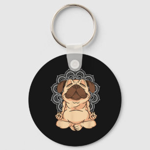 Chaveiro Cães Pug Meditação Buda Zen Professor de Yoga Pug