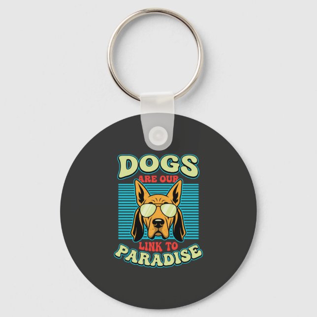 Chaveiro Cães São Nossa Ligação com o Paraíso Vetor Retro (Frente)
