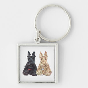 Chaveiro Cães Scottie Trigo e Preto