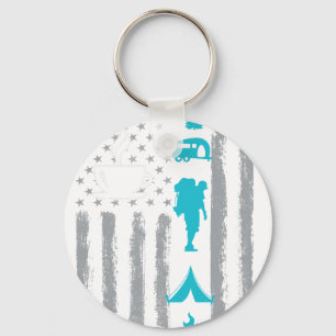 Chaveiro café camping- Bandeira Americana dos EUA Vintage p