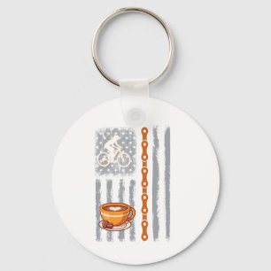 Chaveiro café ciclismo - Bandeira dos EUA vintage para cicl