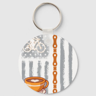 Chaveiro café ciclismo- Bandeira EUA Vintage EUA para cicli