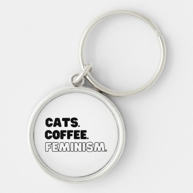 Chaveiro Café com Gatos Feminismo (Frente)