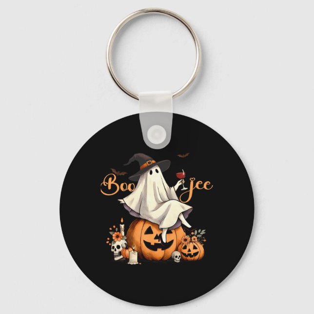 Chaveiro Café de Gelo Fantasma Boo Jee Coquette Laço de Hal (Frente)