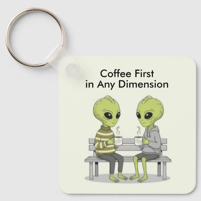 Chaveiro Café Divertido e Alienígenas (Frente)