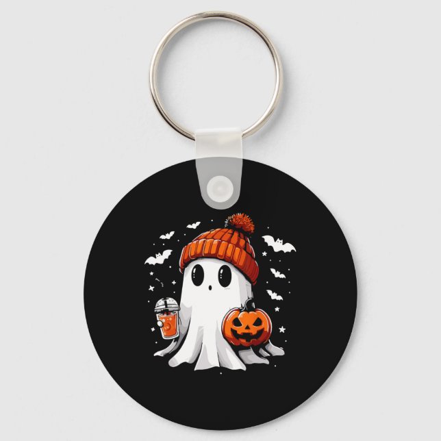 Chaveiro Café Ghost Ghost Bebendo Bonito Café Halloween Caf (Frente)
