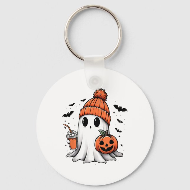Chaveiro Café Ghost Ghost Bebendo Bonito Café Halloween Caf (Frente)