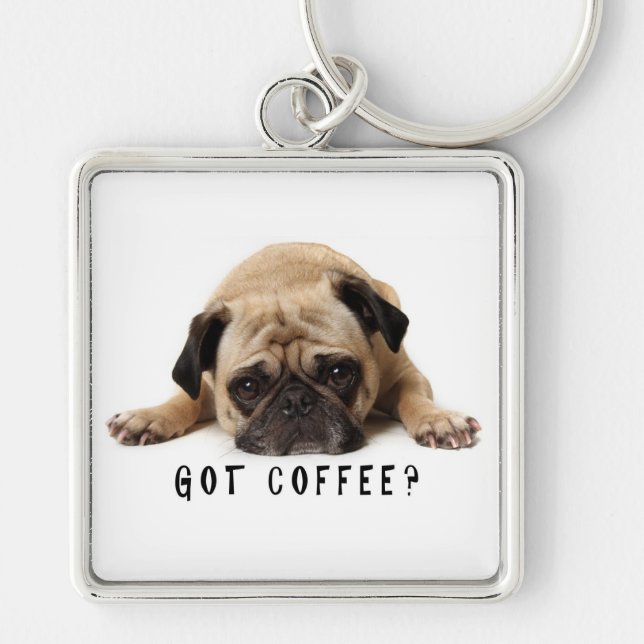 Chaveiro Café obtido? Corrente chave do Pug (Frente)