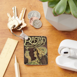 Chaveiro Café Rajah Art Nouveau Vintage, Mulher com Café