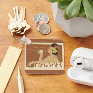 Chaveiro Café Rajah Art Nouveau Vintage, Senhora com Café