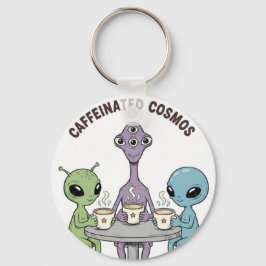 Chaveiro Caffeinated Cosmos Cute Funny Alien Coffee