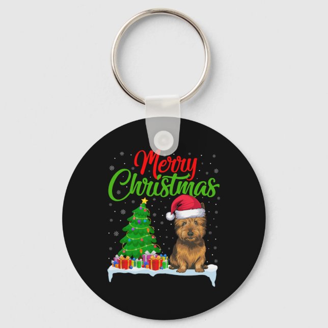 Chaveiro Cairn Terrier Dog Árvore de Natal Luz Engraçada Xm (Frente)
