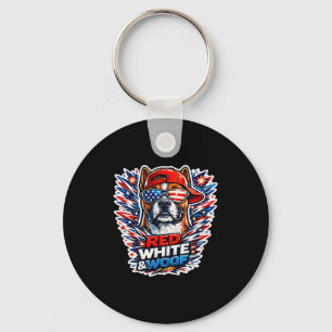 Chaveiro Caixa de cachorro boxer engraçado vermelho branco 