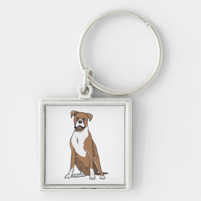 Chaveiro Caixa de Cachorro Cartoon Adorável Boxer (Frente)