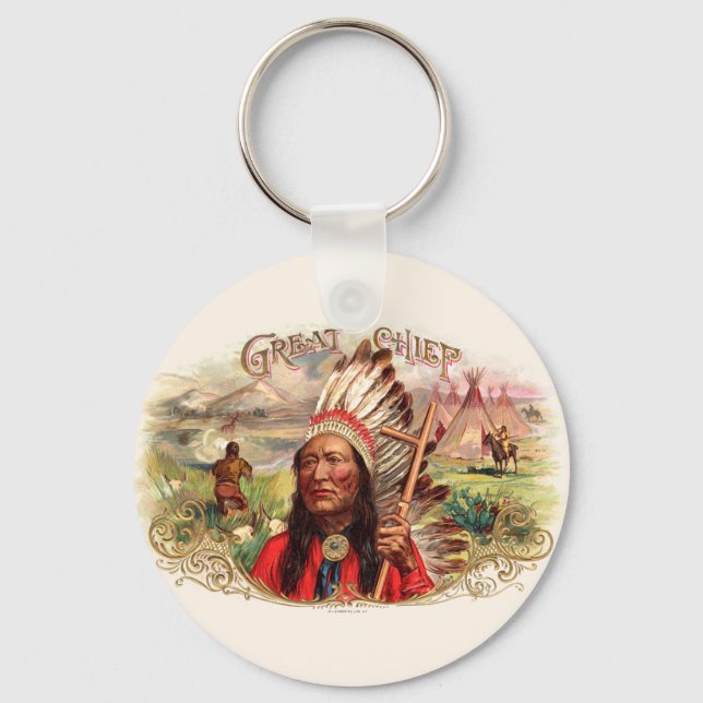 Chaveiro Caixa de Charutos Chefe do Excelente Indiano Vinta (Frente)