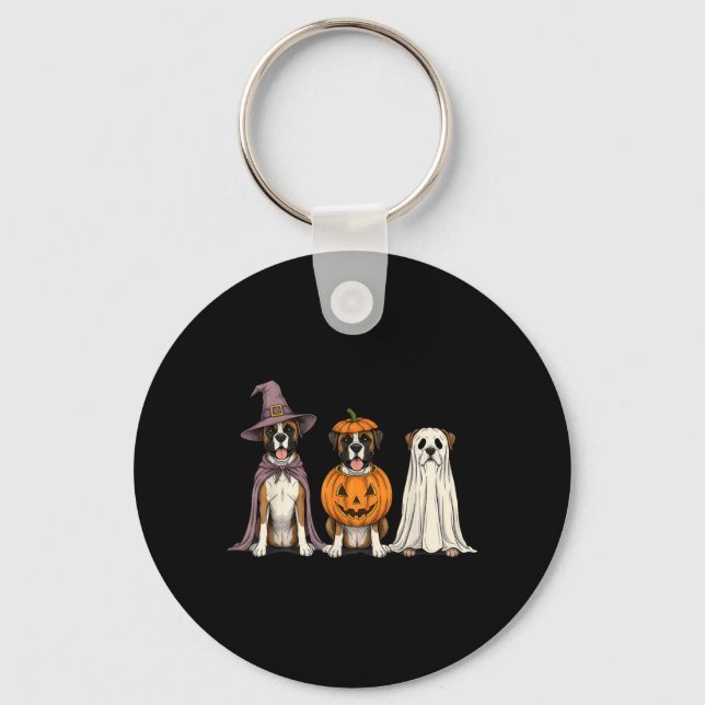 Chaveiro Caixa de Fantasma Assustador Amante de Cão Boxer A (Frente)
