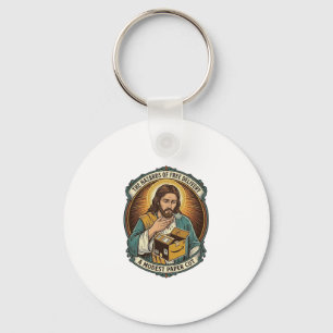 Chaveiro Caixa de papelão de Jesus corta dedo dor humor_1