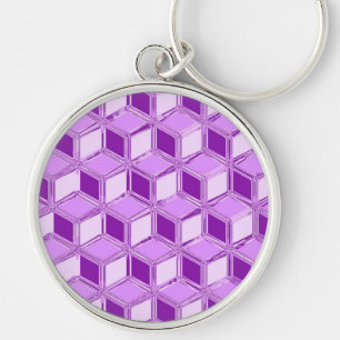 Chaveiro Caixas 3D cromadas - roxo violeta