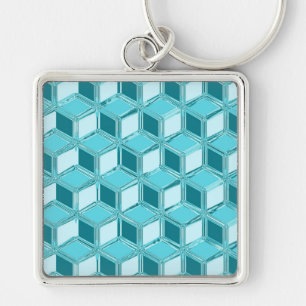 Chaveiro Caixas 3D de cromo - turquesa / aqua