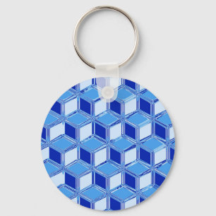 Chaveiro Caixas de 3 d crômicos - azul de cobalto