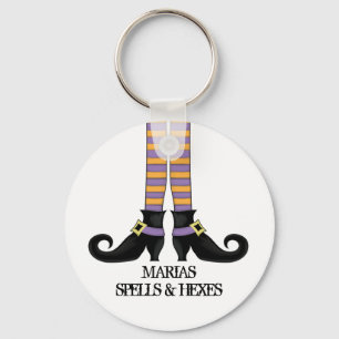 Chaveiro Calçados de bruxas brancas com faixa roxa e laranj