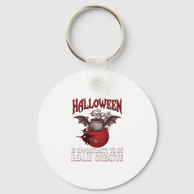 Chaveiro Caldeirão Voador de Morcego de Halloween Bruxa Fan (Frente)