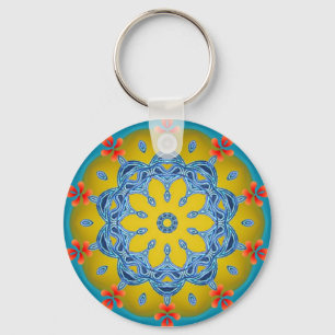 Chaveiro Caleidoscópio azul & amarelo