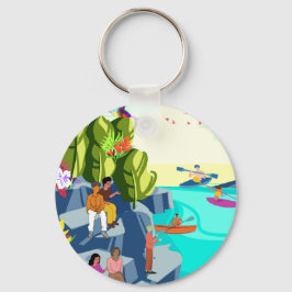 Chaveiro Caleidoscópio da Beleza da Natureza em Kayaking Bl