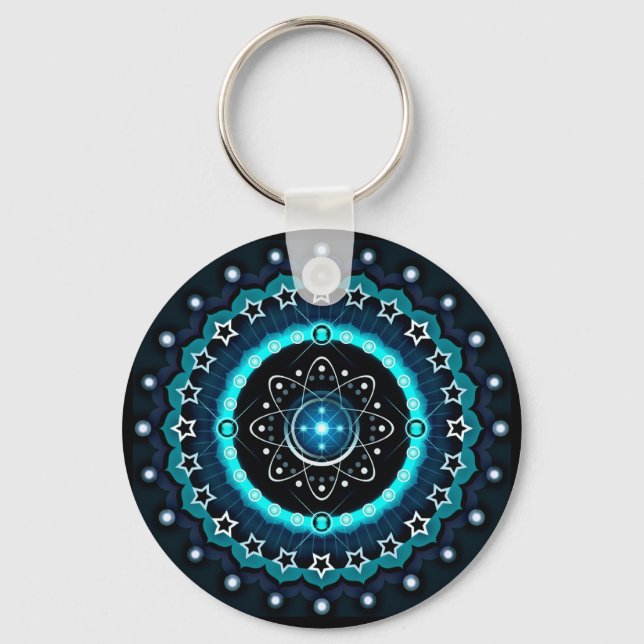 Chaveiro Caleidoscópio Mandala com fundo preto (Frente)
