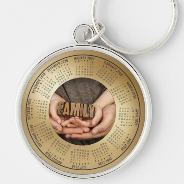 Chaveiro Calendário de 2026 em Pulseira Família (Frente)