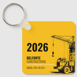 Chaveiro Calendário de Construção | Grua Amarela e Preta