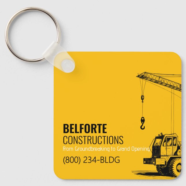 Chaveiro Calendário de Construção | Grua Amarela e Preta (Frente)