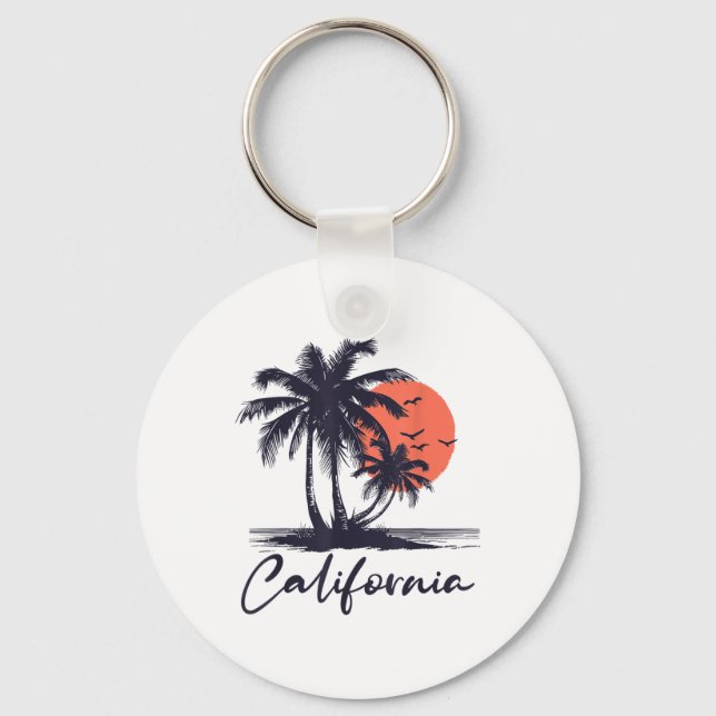 Chaveiro Cali Summer Vaces Ca Palm Trees Usa Retro Calif (Frente)